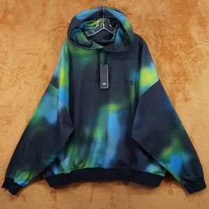 Y-3 ADIDAS Sweatshirt Mens XXL Blue Green AOP Terry Hoodie $280